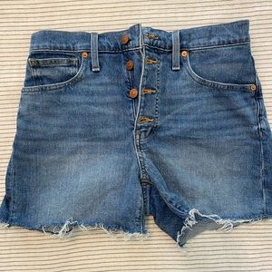 Madewell high rise denim short button front
